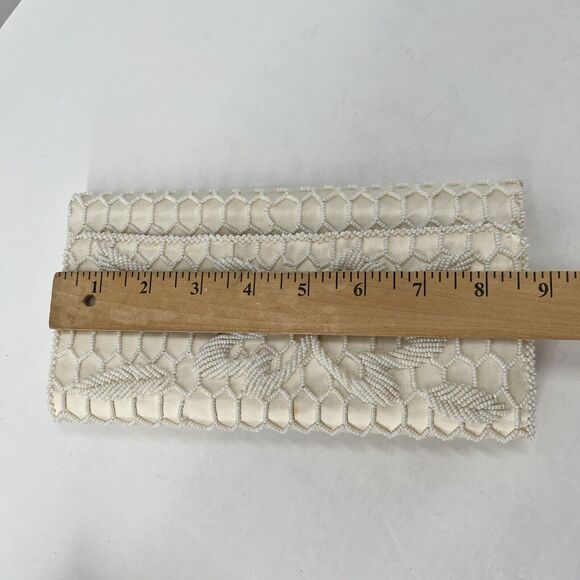 VTG Hoag Stunning Satin Beaded Evening Clutch Purse Wedding Holiday Classy Party - Picture 11 of 16